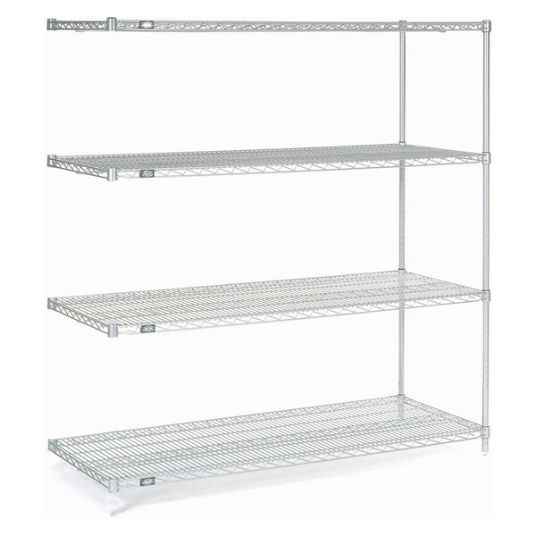 Nexel Nexelate Wire Shelving Add-On, Silver Epoxy, 36W X 18D X 74H A18367EP - main